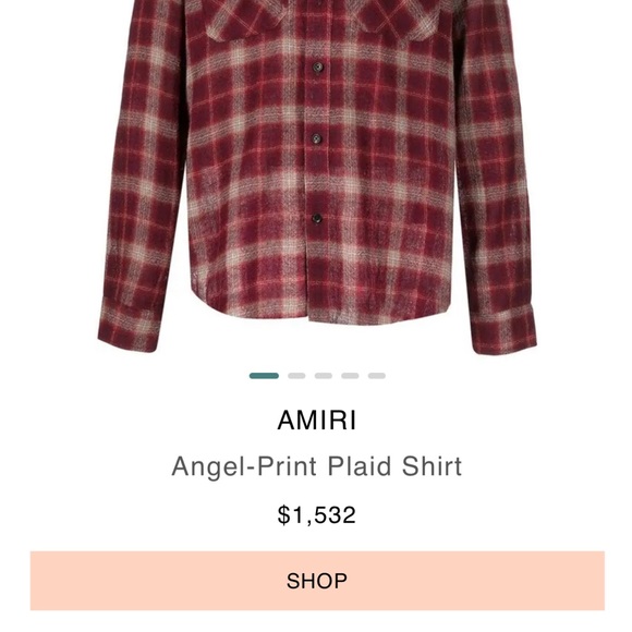 AMIRI Angel-Print Plaid Shirt - Picture 3 of 7